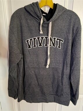 Vivint Men's Dark Gray Hooded Pullover with White Drawstrings